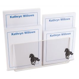 Horse Pattern Personalized Notepad Set & Acrylic Holder 