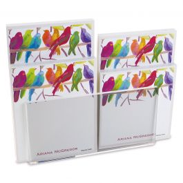 Flocked Together Personalized Notepad Set & Acrylic Holder 