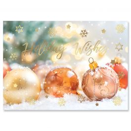 Shiny Ornaments Deluxe Christmas Cards - Personalized