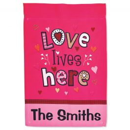 Love Lives Here Personalized Garden Flag 