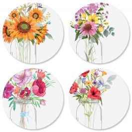 Watercolor Bouquets Seals (4 Designs)
