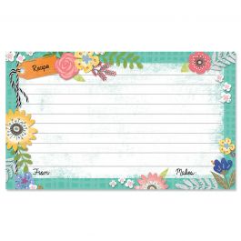 Country Floral Recipe Cards - 3 x 5