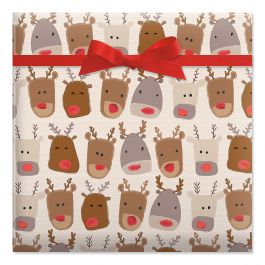 Reindeer Heads Jumbo Rolled Gift Wrap