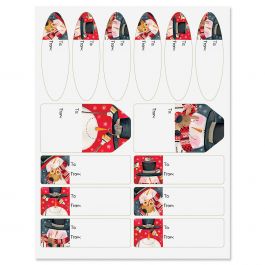 Snowman in Squares Gift Wrap To/From Labels