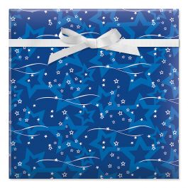 Blue Star Tree Jumbo Rolled Gift Wrap