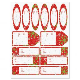 Crackle Snow Red Gift Wrap To/From Labels