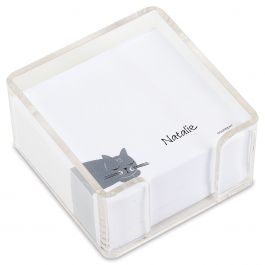 Gray Cat Personalized Note Sheets in a Cube