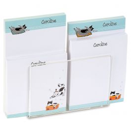 Cat Sketches Personalized Notepad Set & Acrylic Holder