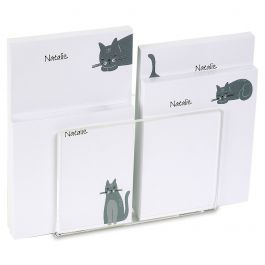 Gray Cat Personalized Notepad Set & Acrylic Holder