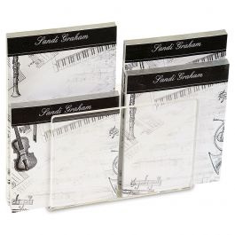 Music Mix Personalized Notepad Set & Acrylic Holder