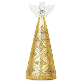 Snowflake LED Gold Glass Angel