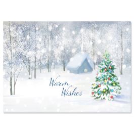 Snow-Covered Christmas Tree Christmas Cards - Personalized