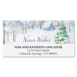 Snow-Covered Christmas Tree Deluxe Address Labels