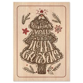 Wood-Carved Christmas Cards - Nonpersonalized