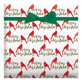 Christmas Cardinals Jumbo Rolled Gift Wrap
