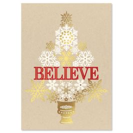 Believe Christmas Tree Deluxe Christmas Cards - Nonpersonalized