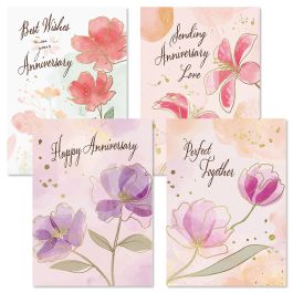 Deluxe Gold Foil Floral Pairs Anniversary Cards