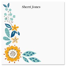 Scattered Flowers Personalized Note Sheets in a Cube Refill