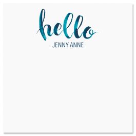 Watercolor Hello Personalized Note Sheets in a Cube Refill
