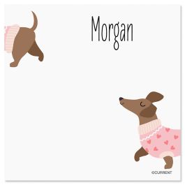 Dachshund Personalized Note Sheets in a Cube Refill