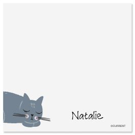Gray Cat Personalized Note Sheets in a Cube Refill