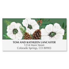 White Flowers Deluxe Address Labels