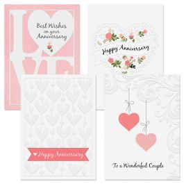 Deluxe Embossed Hearts Anniversary Cards