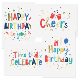 Deluxe Gold Foil Time to Celebrate Birthday Cards