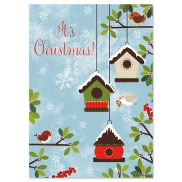 Sweet Birdhouses Christmas Cards - Non-personalized