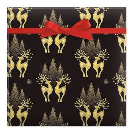 Golden Deer Elegance Ornaments Jumbo Rolled Gift Wrap