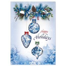 Blue Chinoiserie Christmas Christmas Cards - Nonpersonalized