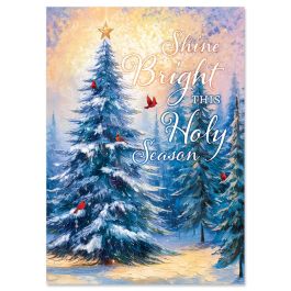 Cardinal and Tree Christmas Cards - Personalized