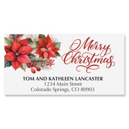 Poinsettia Christmas Deluxe Address Labels