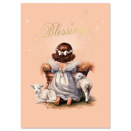 Vintage Blessings Religious Deluxe Foil Christmas Cards - Nonpersonalized
