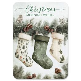 Pine Stockings Christmas Cards - Personalized