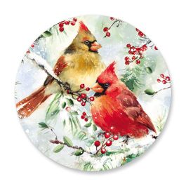 Snowy Cardinal Greetings Seals
