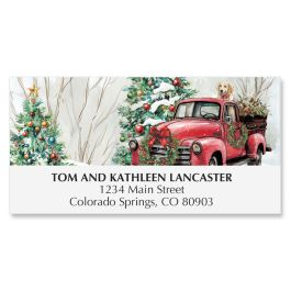 Red Truck Holiday Deluxe Address Labels