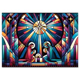 Stained Glass Nativity Christmas Cards - Nonpersonalized
