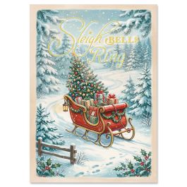 Holiday Sleigh Deluxe Christmas Cards - Personalized