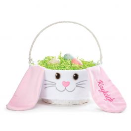 Bunny Face Personalized Easter Basket - Pink