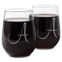Personalized Stemless Wine Glass with Initial