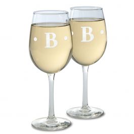 Personalized Stemmed Wine Glass with Initial
