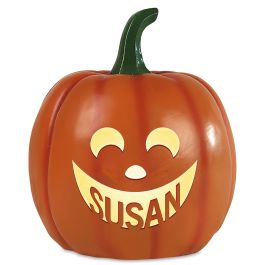 LED Personalized Jack-O-Lantern with Happy Eyes