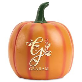 LED Personalized Jack-O-Lantern with Autumn Initial Name