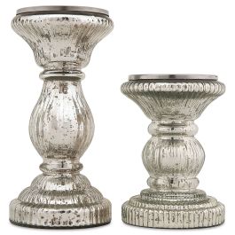 Mercury Glass Pillar Candle Holders