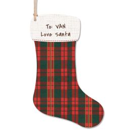 Stocking Personalized Wood Ornament - 2 Lines