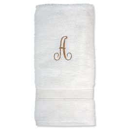 White Monogrammed Hand Towels - Script Initial