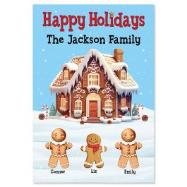 Gingerbread Family Personalized Garden Flag - 3 Names