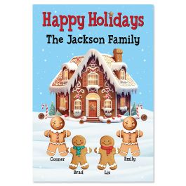 Gingerbread Family Personalized Garden Flag - 4 Names