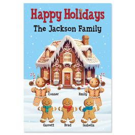 Gingerbread Family Personalized Garden Flag - 5 Names